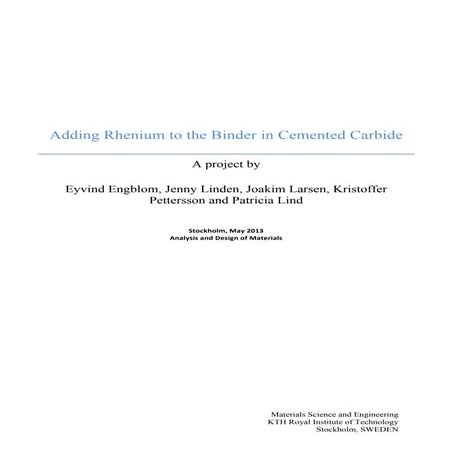 Adding rhenium to the binder in cemented carbide final | PDF