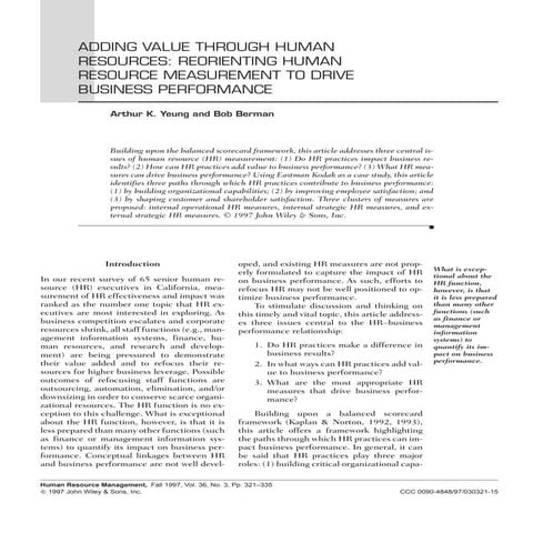 ADDING VALUE THROUGH HR .......