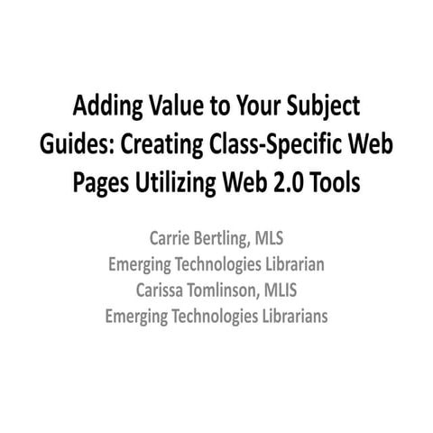Adding Value To Your Subject Guides