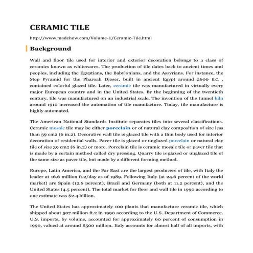 Additional info ceramic tile