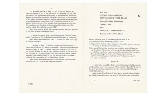 O-Level Additional Mathematics Papers 1 & 2 1979