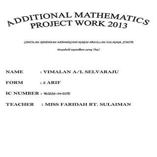 Additional mathematics project work...