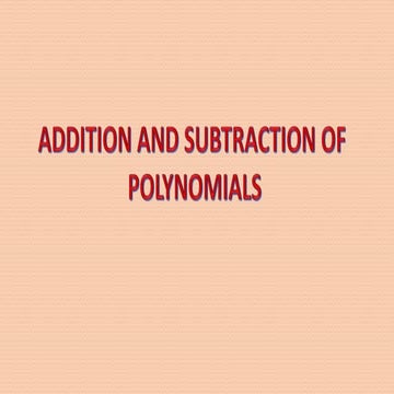 Addition and subtraction of polynomials