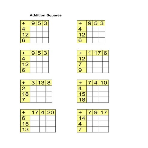 Addition squares | PDF
