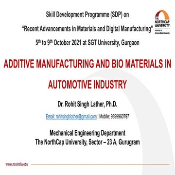 Additive manf. and bio materials in automotive industry