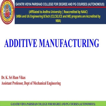 ADDITIVE MANUFACTRING TECHNIQUES MECHANICAL ENGINEERING