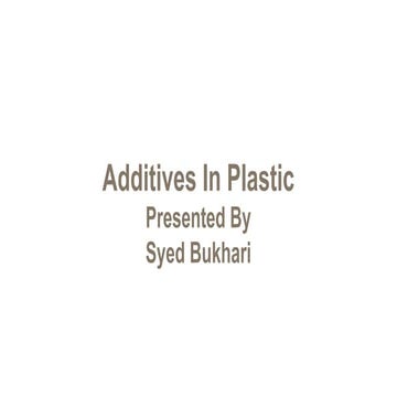 Additives In Plastic which are harmfull.