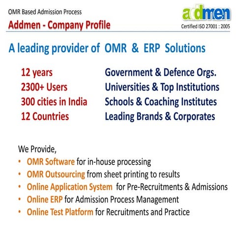 omrformreader - Addmen omr ecas admission 13.3 | PPTX