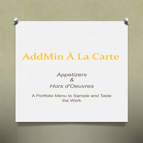 AddMin Work Portfolio Menu