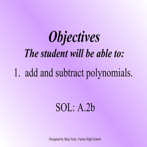 Add and substract polynomials