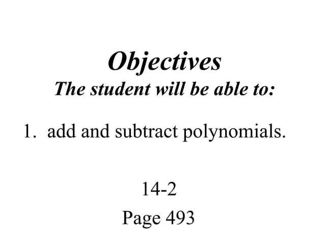 Add/Subtract polynomials