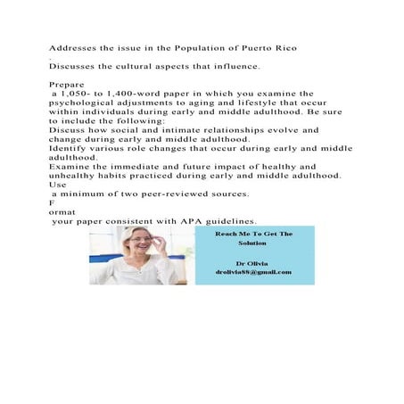 Addresses the issue in the Population of Puerto Rico. Discusses .docx