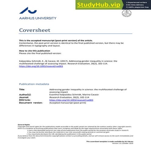 Addressing Gender Inequality In Science  The Multifaceted Challenge Of Assess...