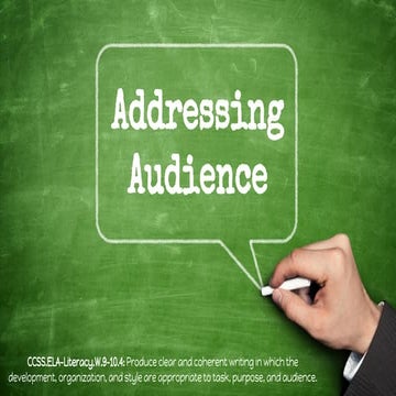 Address specific audience in writing (w.9 10.4)