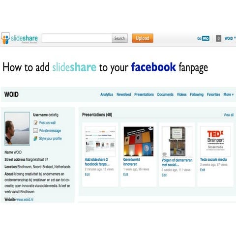 Add slideshare 2 facebook fanpage