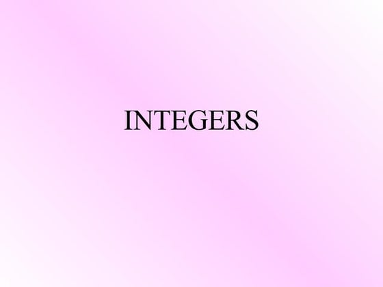 Introduction to integers | PPT