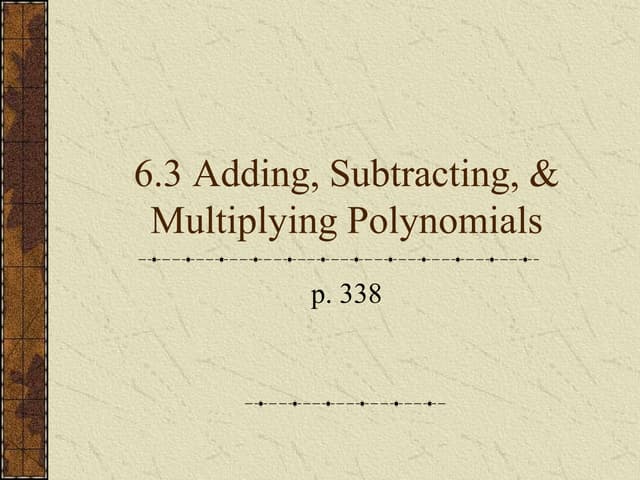 Add,sub,mult polynomials