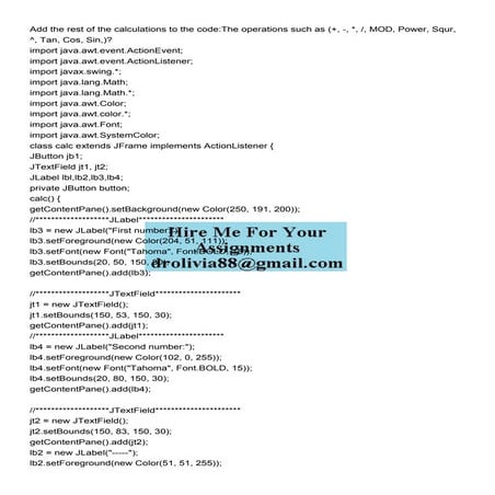Add the rest of the calculations to the codeThe operations .pdf