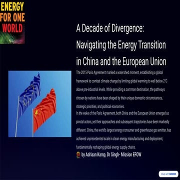 EFOW Publication: A Decade of Divergence-Navigating the Energy Transition in China and the European Union