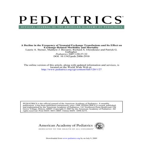 A Decline In The Frequency Of Neonatal Exchange Transfusions And Its Effect O...