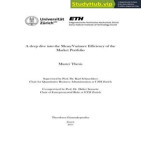 A Deep Dive In The Mean Variance Efficiency Of The Market Portfolio