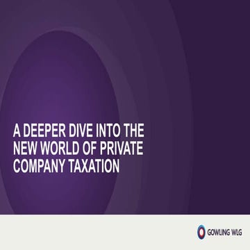 A deeper dive into the new world of private corporation taxation
