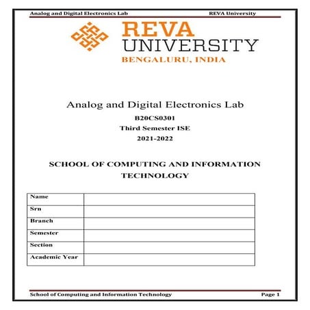Analog and Digital Electronics Lab Manual