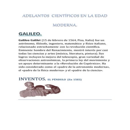 Adelantos  científicos en la edad moderna