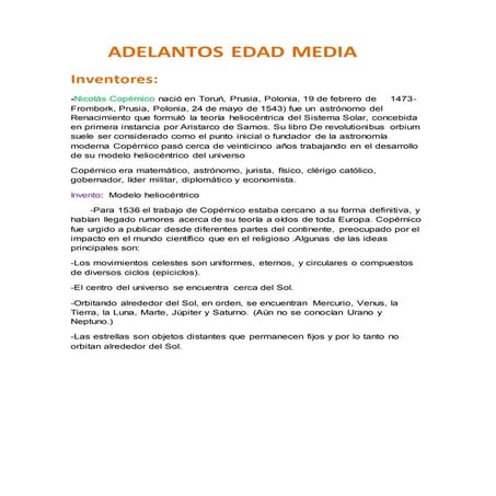Adelantos Edad Media