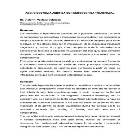 Adenoidectomia endoscopica