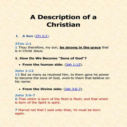 A Biblical Description of a Christian
