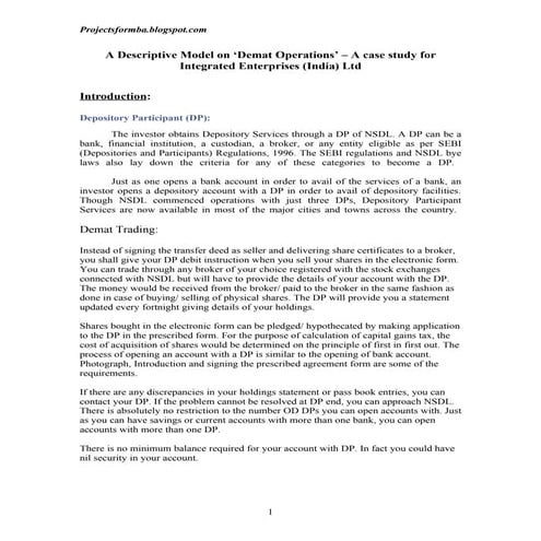 A descriptive model on ‘demat operations’ – a case study for integrated ...
