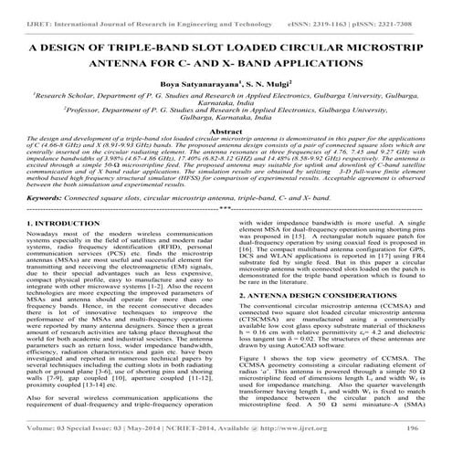 A design of triple band slot loaded circular microstrip antenna for c- and x-...