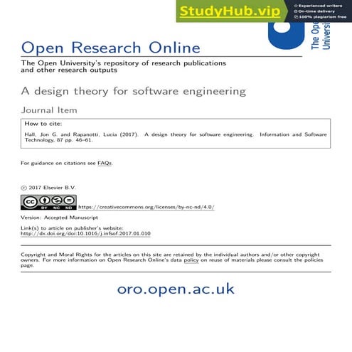 A Design Theory For Software Engineering