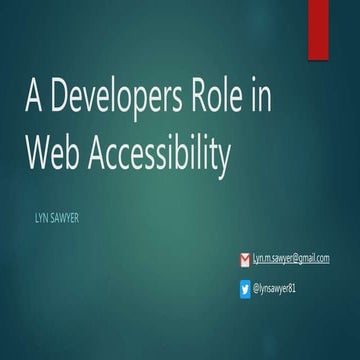 A Developers Role in Web Accessibility