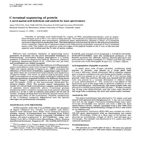 C-terminal Sequencing of Protein : Novel Partial Acid Hydrolysis & Analysis b...