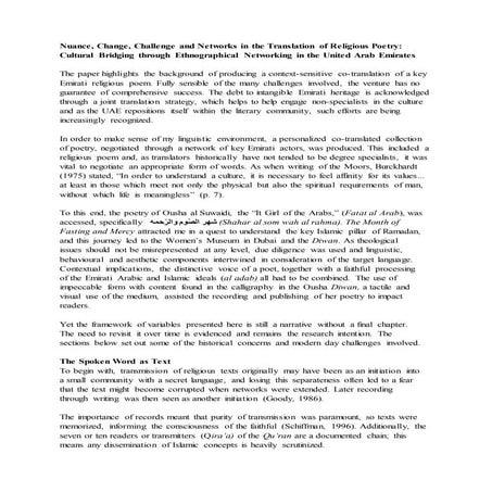 Nuance, Change, Challenge and Networks in the Translation of Religious Poetry...