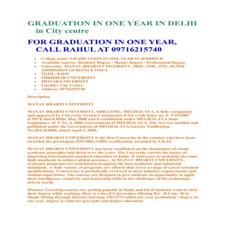 Graduation in one year