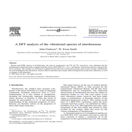A dft analysis of the vibrational spectra of nitrobenzene