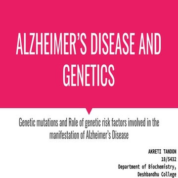 Early-Onset Alzheimer's Presentation | PPTX