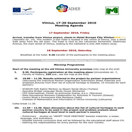 Adher vilnius agenda