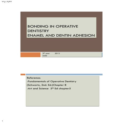 Adhesion in restorative dentistry | PDF