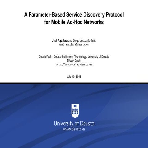 A Parameter-Based Service Discovery Protocol for Mobile Ad-Hoc Networks