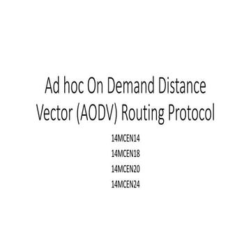 Ad hoc on demand distance