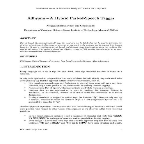 Adhyann – a hybrid part of-speech tagger