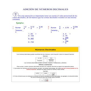 Adición de números decimales