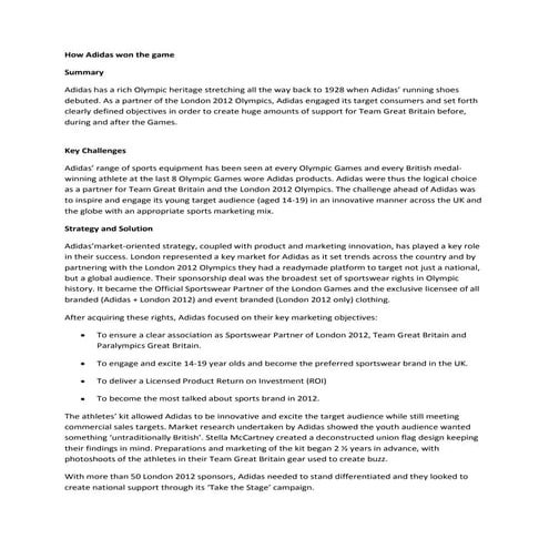 Adidas Marketing Case Study