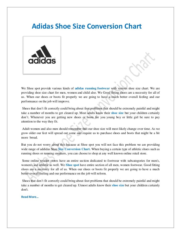 adidas running shoes size chart