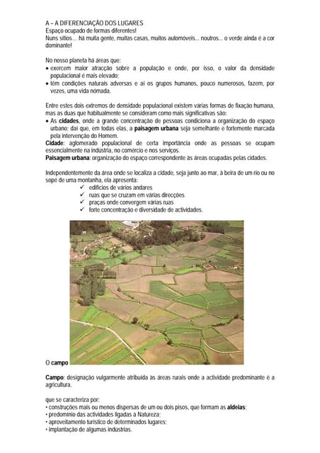 A diferenciação dos lugares