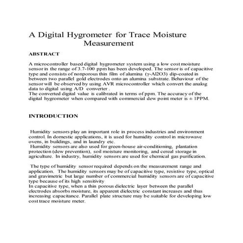 A digital hygrometer for trace moisture
